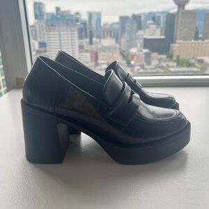 Vegan Leather Platform Heel Loafers